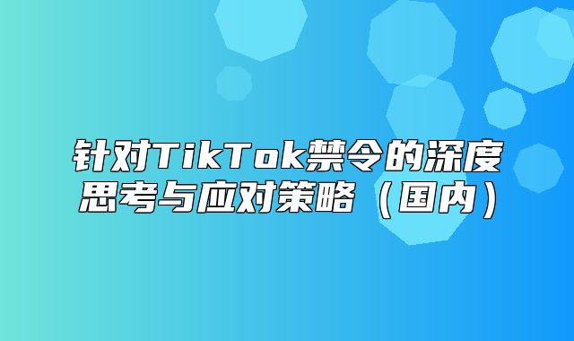 针对TikTok禁令的深度思考与应对策略国内