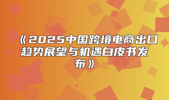 2025中国跨境电商出口趋势展望与机遇白皮书发布