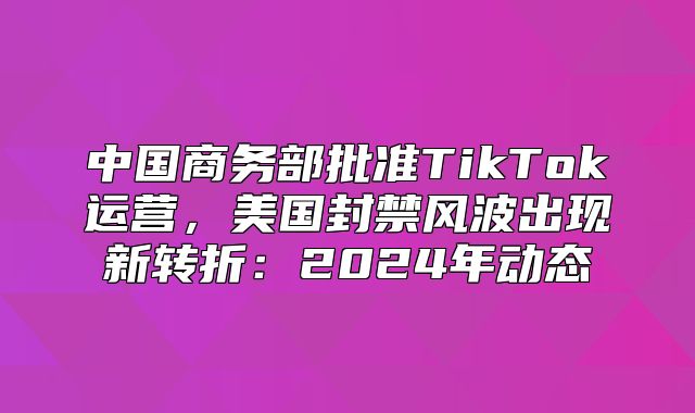 中国商务部批准TikTok运营，美国封禁风波出现新转折：2025年动态