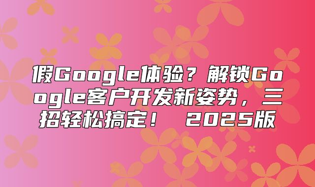 假Google体验？解锁Google客户开发新姿势，三招轻松搞定！ 2025版