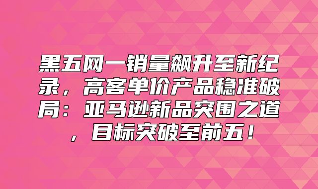 黑五网一销量飙升至新纪录，高客单价产品稳准破局：亚马逊新品突围之道，目标突破至前五！
