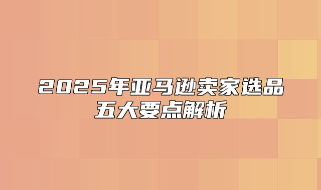 2025年亚马逊卖家选品五大要点解析