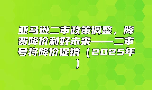 亚马逊二审政策调整，降费降价利好未来——二审号将降价促销2025年