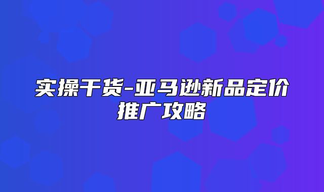 实操干货-亚马逊新品定价推广攻略