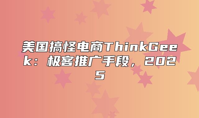 美国搞怪电商ThinkGeek：极客推广手段，2025