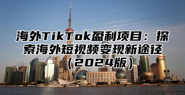 海外TikTok盈利项目：探索海外短视频变现新途径2025版