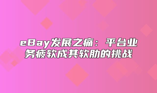 eBay发展之痛：平台业务疲软成其软肋的挑战