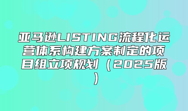 亚马逊LISTING流程化运营体系构建方案制定的项目组立项规划2025版