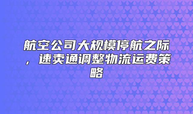 航空公司大规模停航之际，速卖通调整物流运费策略