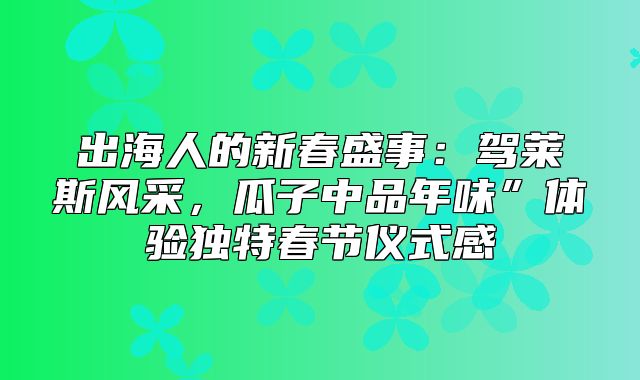 出海人的新春盛事：驾莱斯风采，瓜子中品年味”体验独特春节仪式感