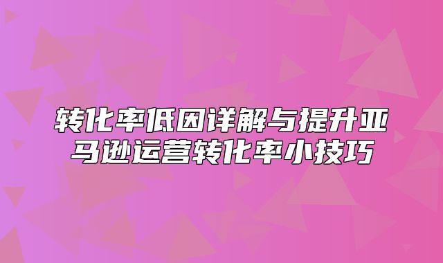 转化率低因详解与提升亚马逊运营转化率小技巧