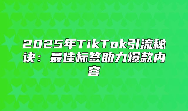 2025年TikTok引流秘诀：最佳标签助力爆款内容