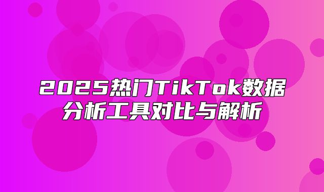 2025热门TikTok数据分析工具对比与解析