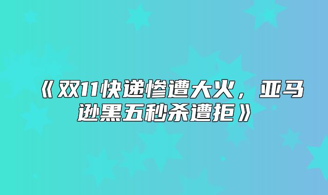 双11快递惨遭大火，亚马逊黑五秒杀遭拒