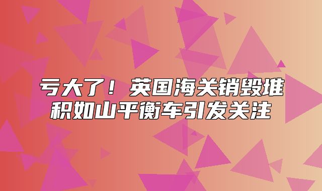 亏大了！英国海关销毁堆积如山平衡车引发关注
