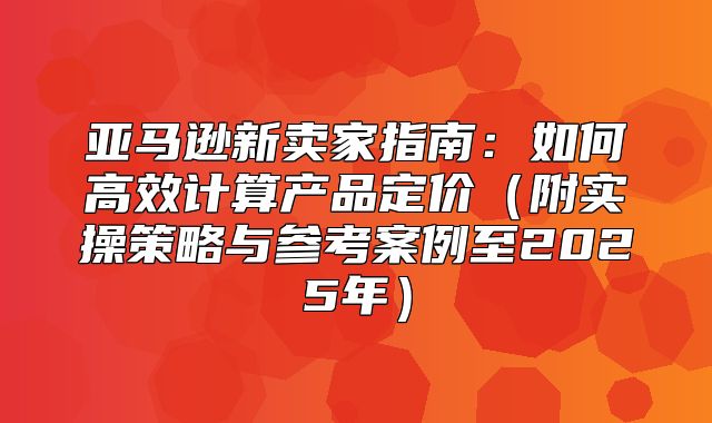 亚马逊新卖家指南：如何高效计算产品定价附实操策略与参考案例至2025年