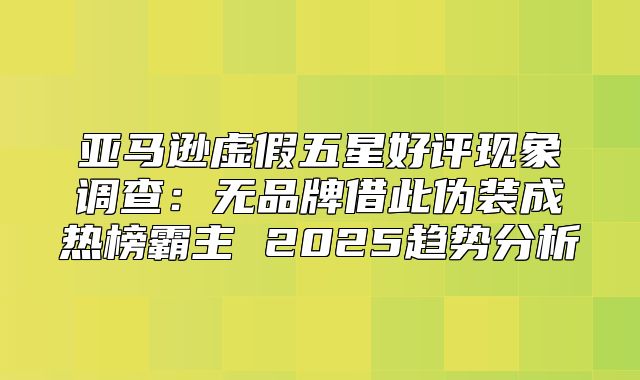 亚马逊虚假五星好评现象调查：无品牌借此伪装成热榜霸主 2025趋势分析