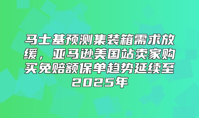马士基预测集装箱需求放缓，亚马逊美国站卖家购买免赔额保单趋势延续至2025年