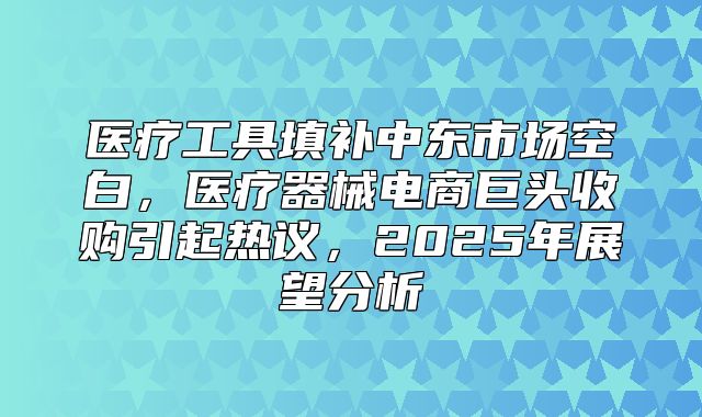 医疗工具填补中东市场空白，医疗器械电商巨头收购引起热议，2025年展望分析