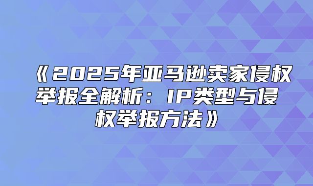 2025年亚马逊卖家侵权举报全解析：IP类型与侵权举报方法