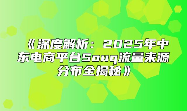 深度解析：2025年中东电商平台Souq流量来源分布全揭秘