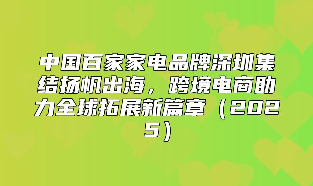 中国百家家电品牌深圳集结扬帆出海，跨境电商助力全球拓展新篇章2025