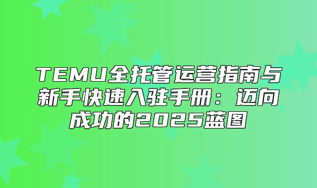 TEMU全托管运营指南与新手快速入驻手册：迈向成功的2025蓝图