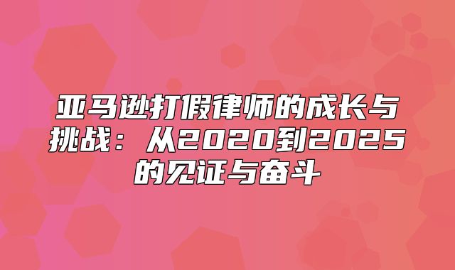 亚马逊打假律师的成长与挑战：从2020到2025的见证与奋斗