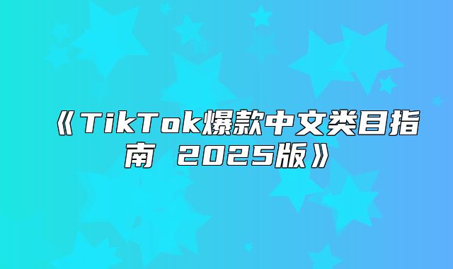 TikTok爆款中文类目指南2025版