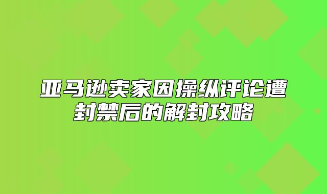 亚马逊卖家因操纵评论遭封禁后的解封攻略