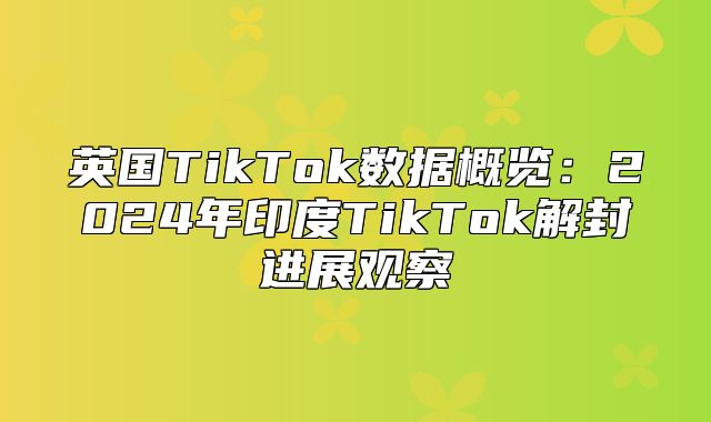 英国TikTok数据概览：2025年印度TikTok解封进展观察