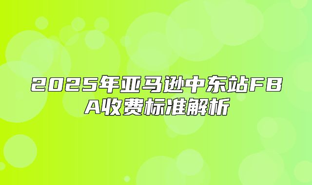 2025年亚马逊中东站FBA收费标准解析