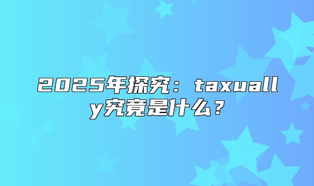 2025年探究：taxually究竟是什么？