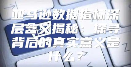 亚马逊数据指标深层含义揭秘：探寻背后的真实意义是什么？