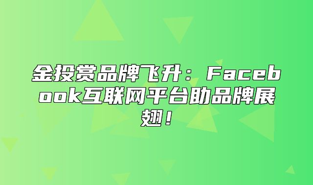 金投赏品牌飞升：Facebook互联网平台助品牌展翅！