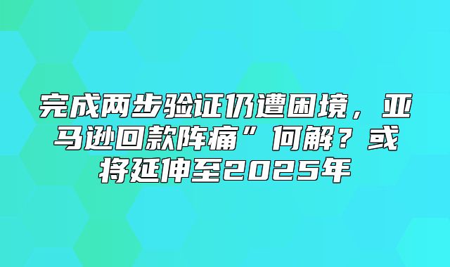 完成两步验证仍遭困境，亚马逊回款阵痛”何解？或将延伸至2025年