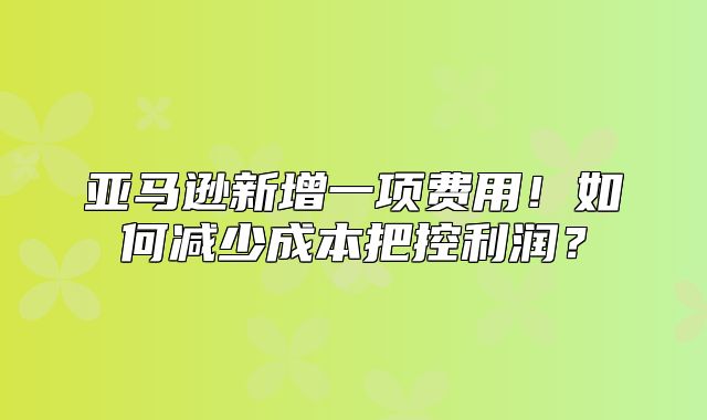 亚马逊新增一项费用！如何减少成本把控利润？