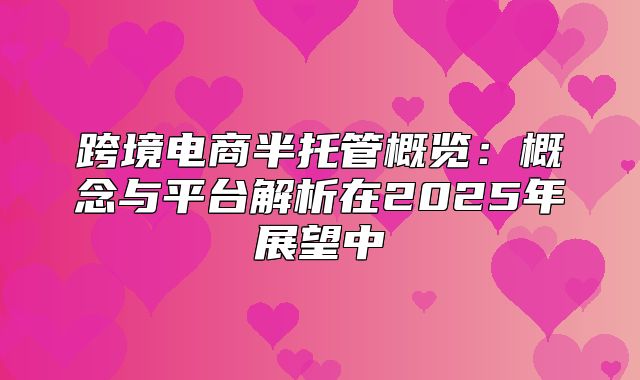 跨境电商半托管概览：概念与平台解析在2025年展望中
