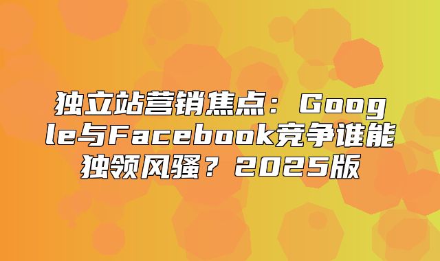 独立站营销焦点：Google与Facebook竞争谁能独领风骚？2025版