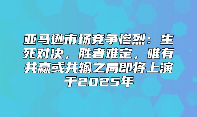 亚马逊市场竞争惨烈：生死对决，胜者难定，唯有共赢或共输之局即将上演于2025年