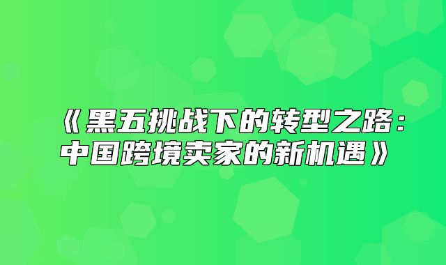 黑五挑战下的转型之路：中国跨境卖家的新机遇
