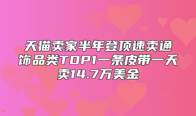 天猫卖家半年登顶速卖通饰品类TOP1一条皮带一天卖14.7万美金