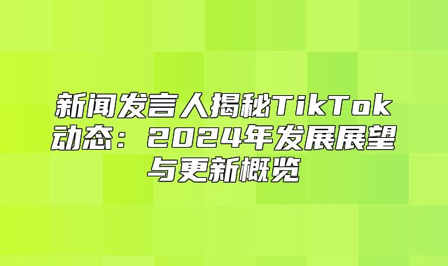 新闻发言人揭秘TikTok动态：2025年发展展望与更新概览