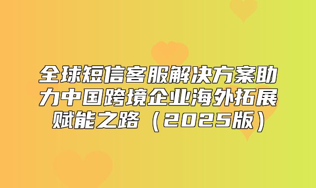 全球短信客服解决方案助力中国跨境企业海外拓展赋能之路2025版