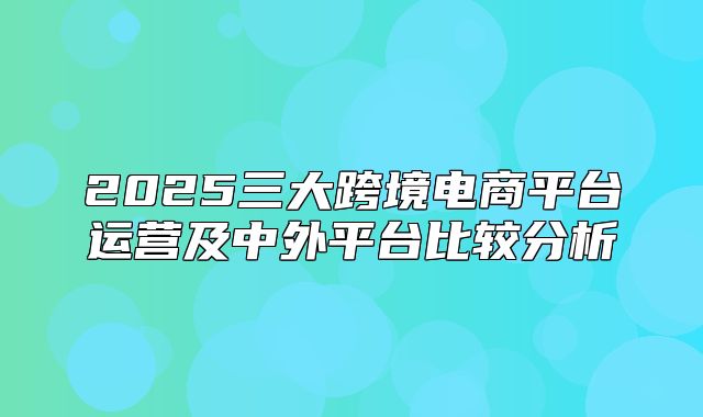 2025三大跨境电商平台运营及中外平台比较分析