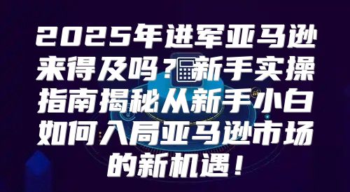2025年进军亚马逊来得及吗？新手实操指南揭秘从新手小白如何入局亚马逊市场的新机遇！