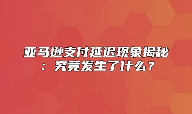 亚马逊支付延迟现象揭秘：究竟发生了什么？