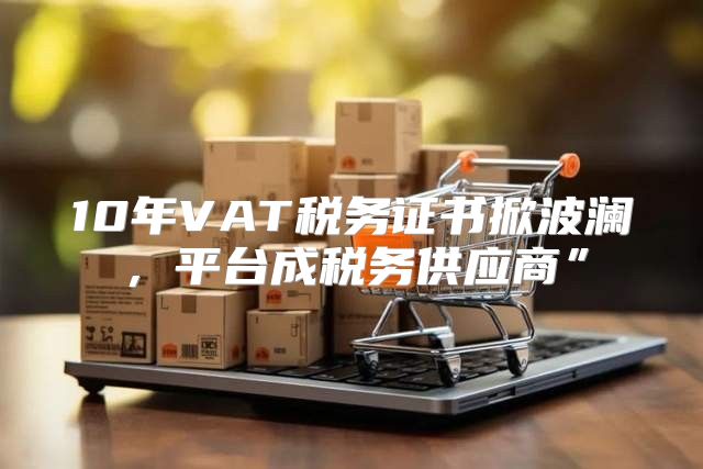 10年VAT税务证书掀波澜，平台成税务供应商”