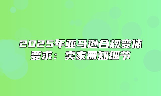 2025年亚马逊合规变体要求：卖家需知细节