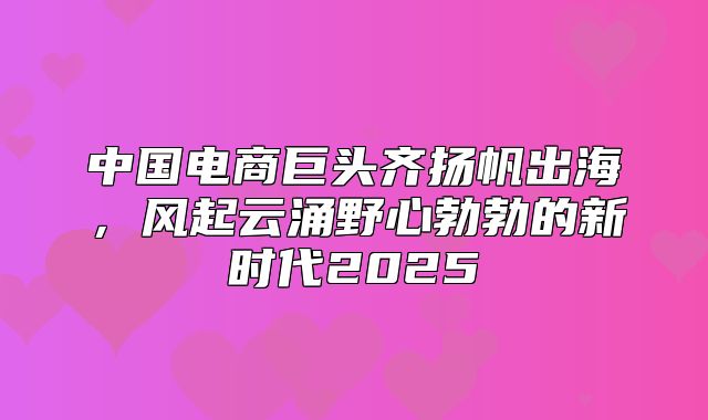 中国电商巨头齐扬帆出海，风起云涌野心勃勃的新时代2025